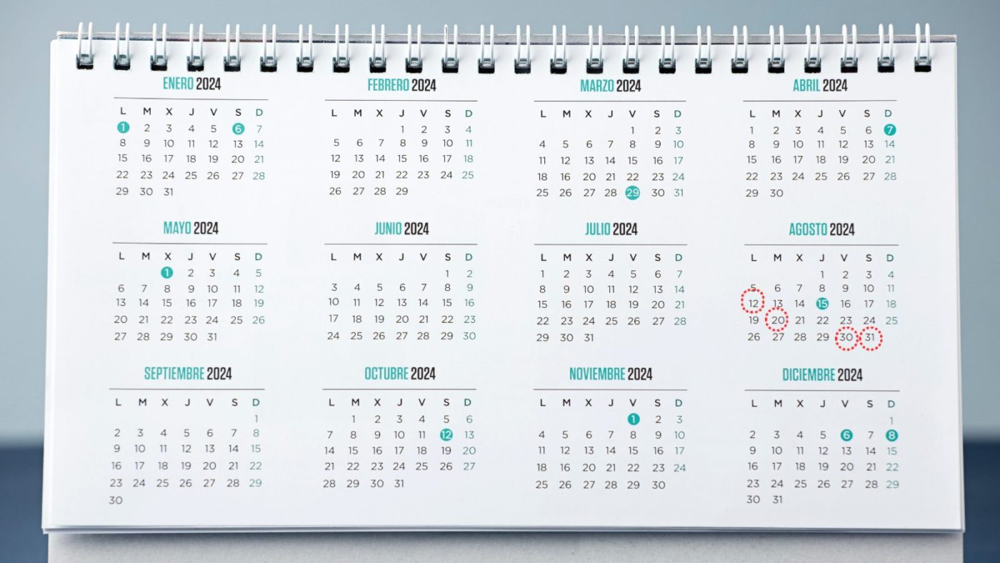 Calendario del contribuyente para agosto de 2024